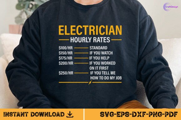 Electrician Hourly Rates Funny Shirt SVG