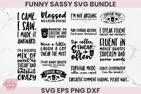 Funny Sassy SVG Bundle for Crafts and Graphics