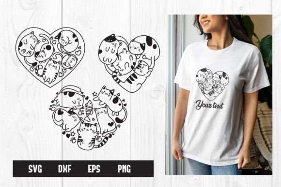 Heart Cats SVG for Crafts and Graphics