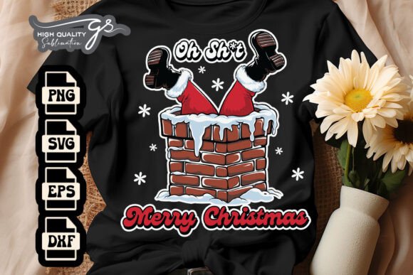 Oh Merry Xmas Funny Santa SVG for Graphics and Crafts