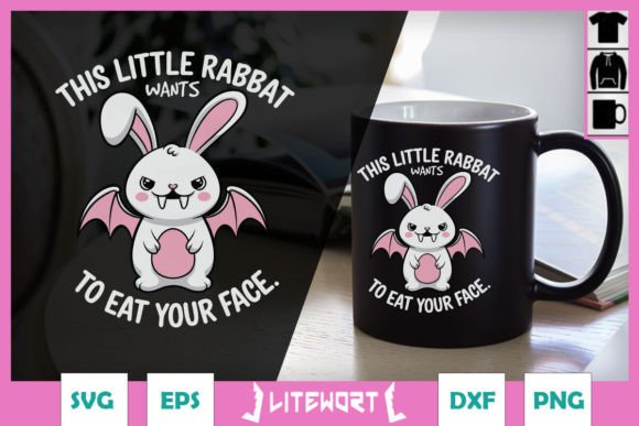Rabbat Eat Your Face Funny Bat Graphics for Crafts