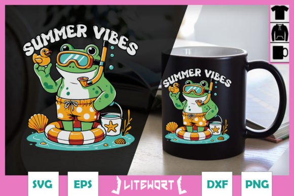 Summer Vibes Funny Frog Graphics for Crafts