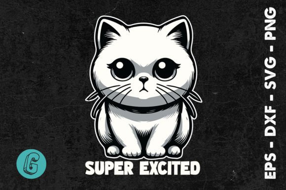 Super Excited Funny Cat Graphics for Crafts and Blogs